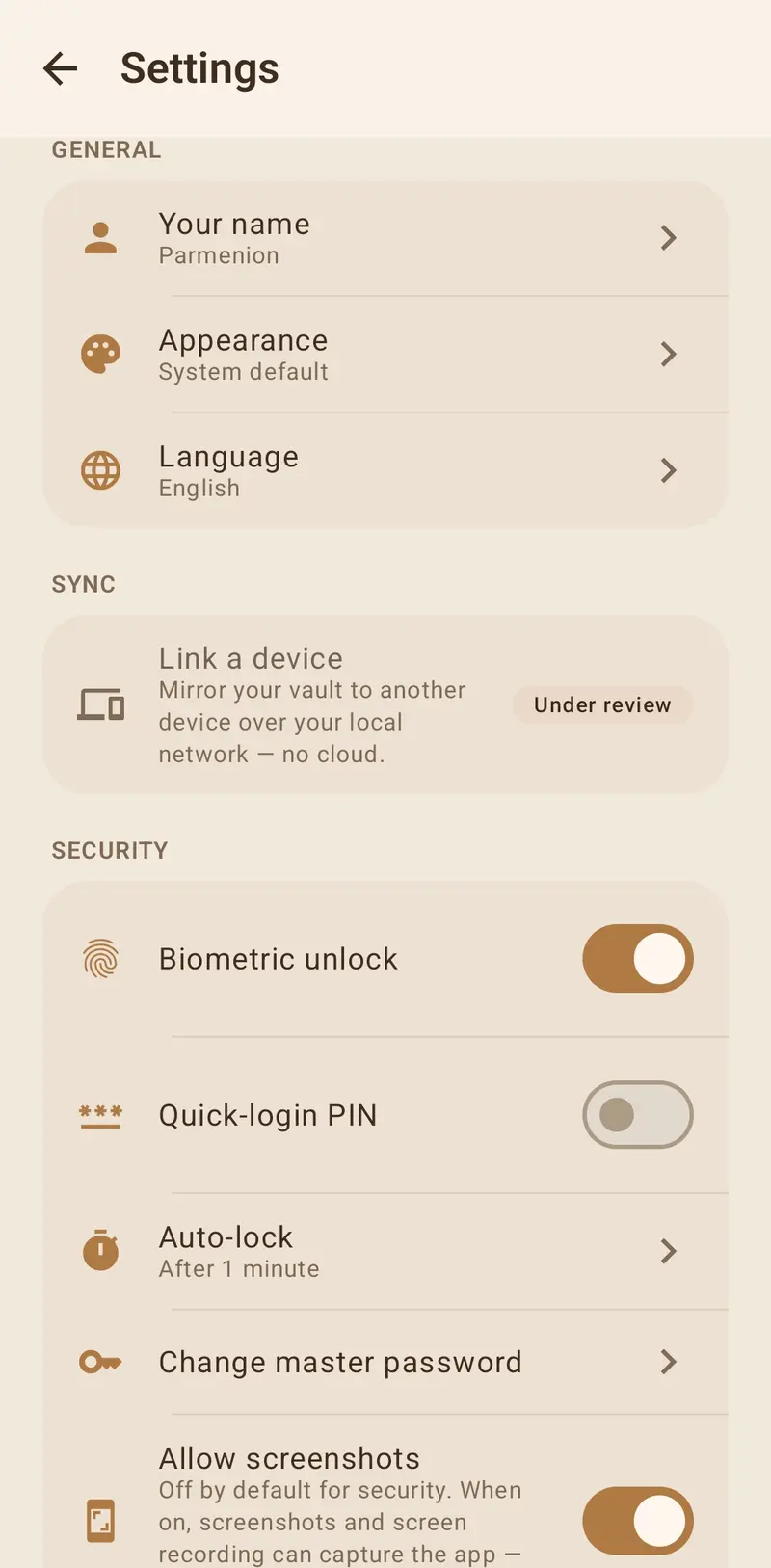 Security settings